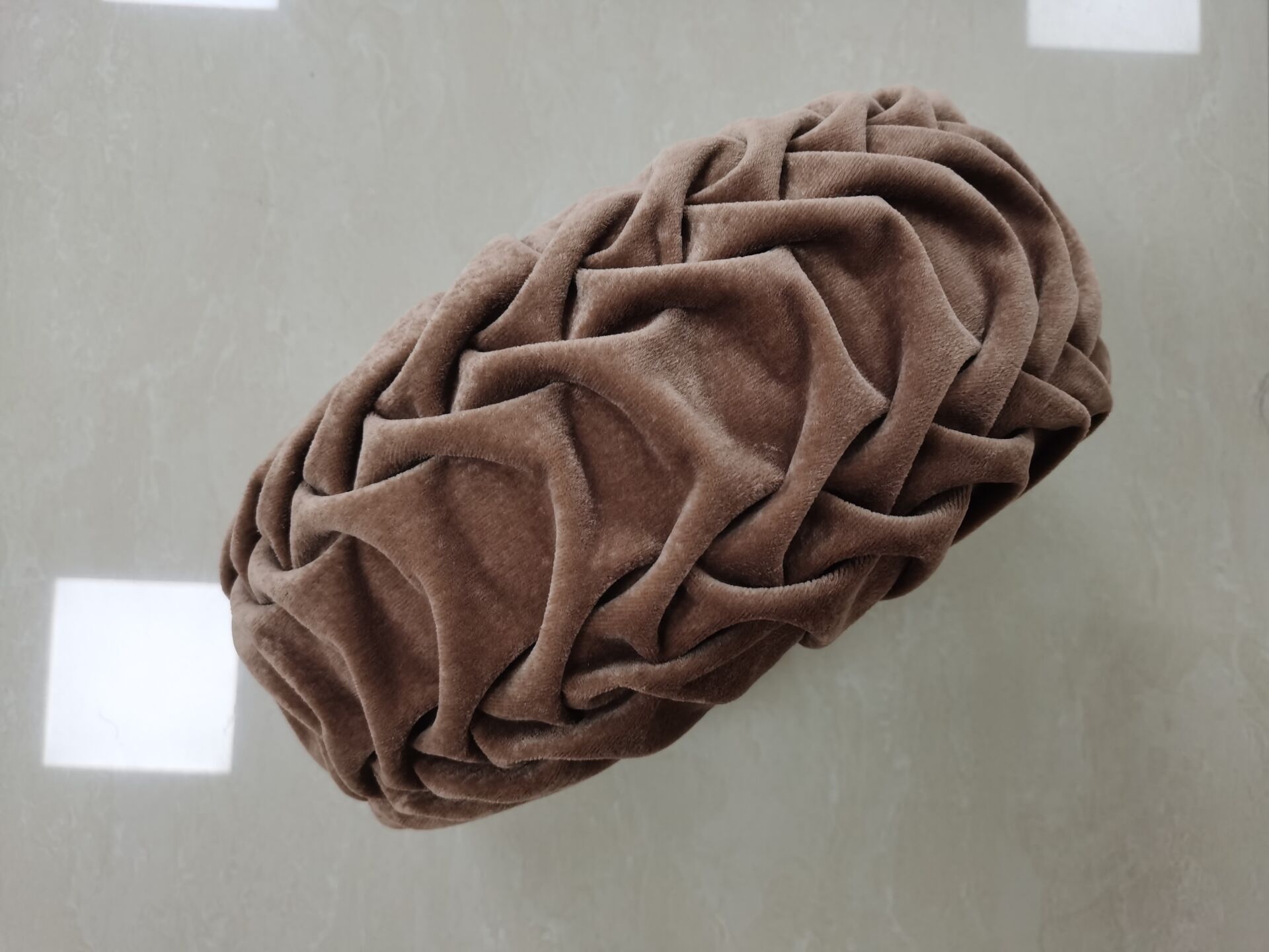 Brown pleated emboridery Cushion