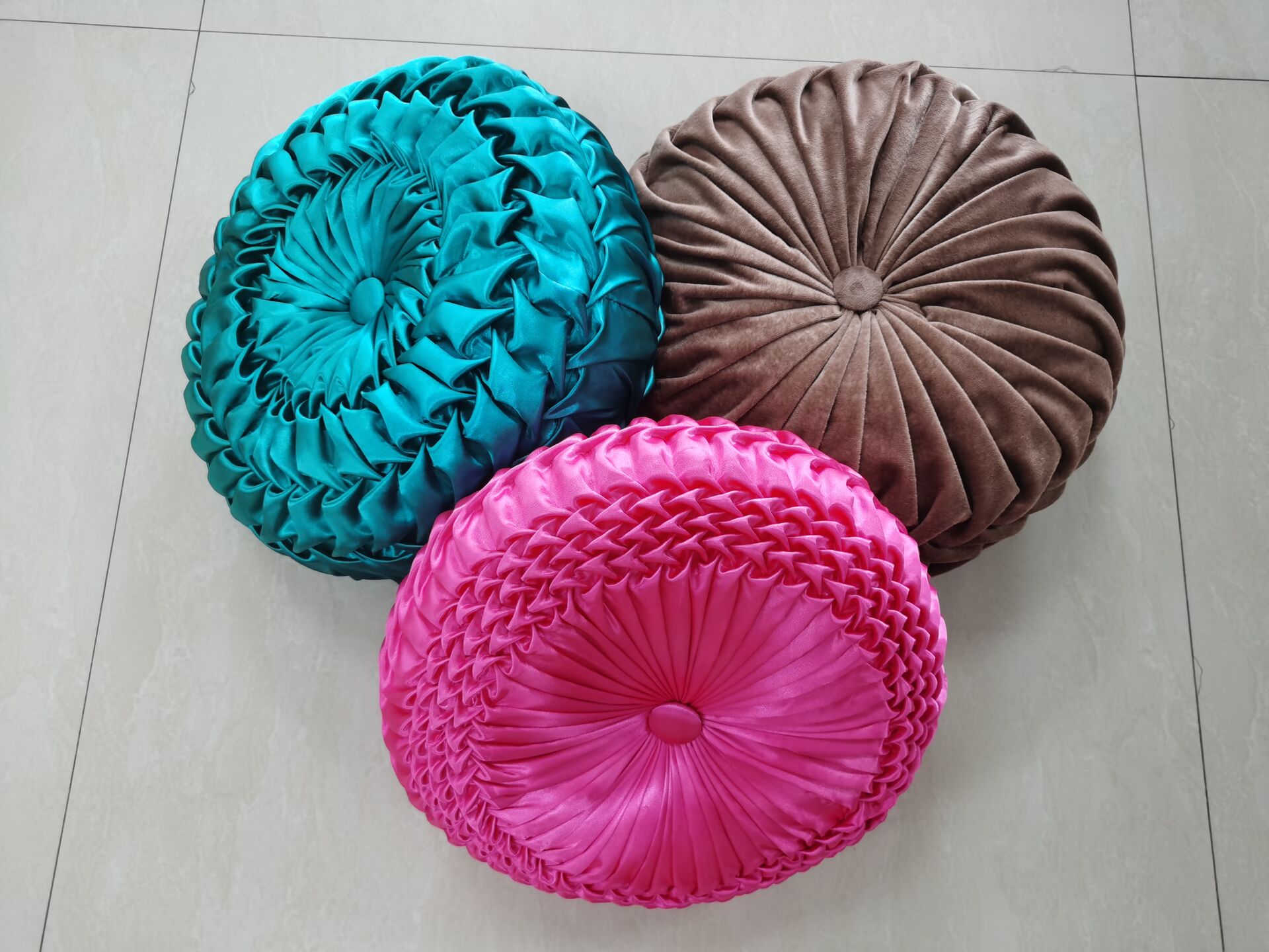 Brown pleated emboridery Cushion