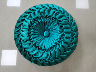 Green pleated emboridery Cushion